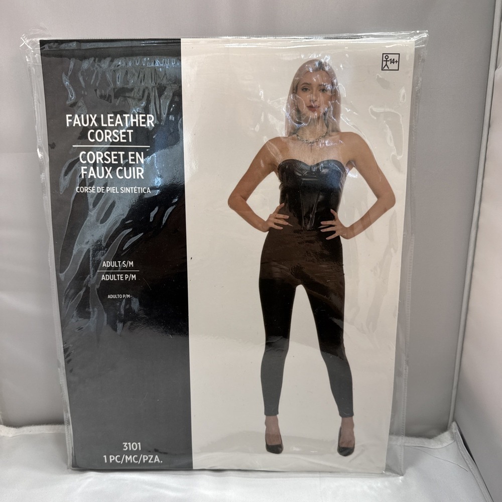 Faux Leather Corset Small Medium Dress Up Halloween Costume Party Amscan NWT